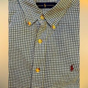 Ralph Lauren ~ Men's Button Down Long-Sleeve Shirt, Brick Red Polo Emblem Medium